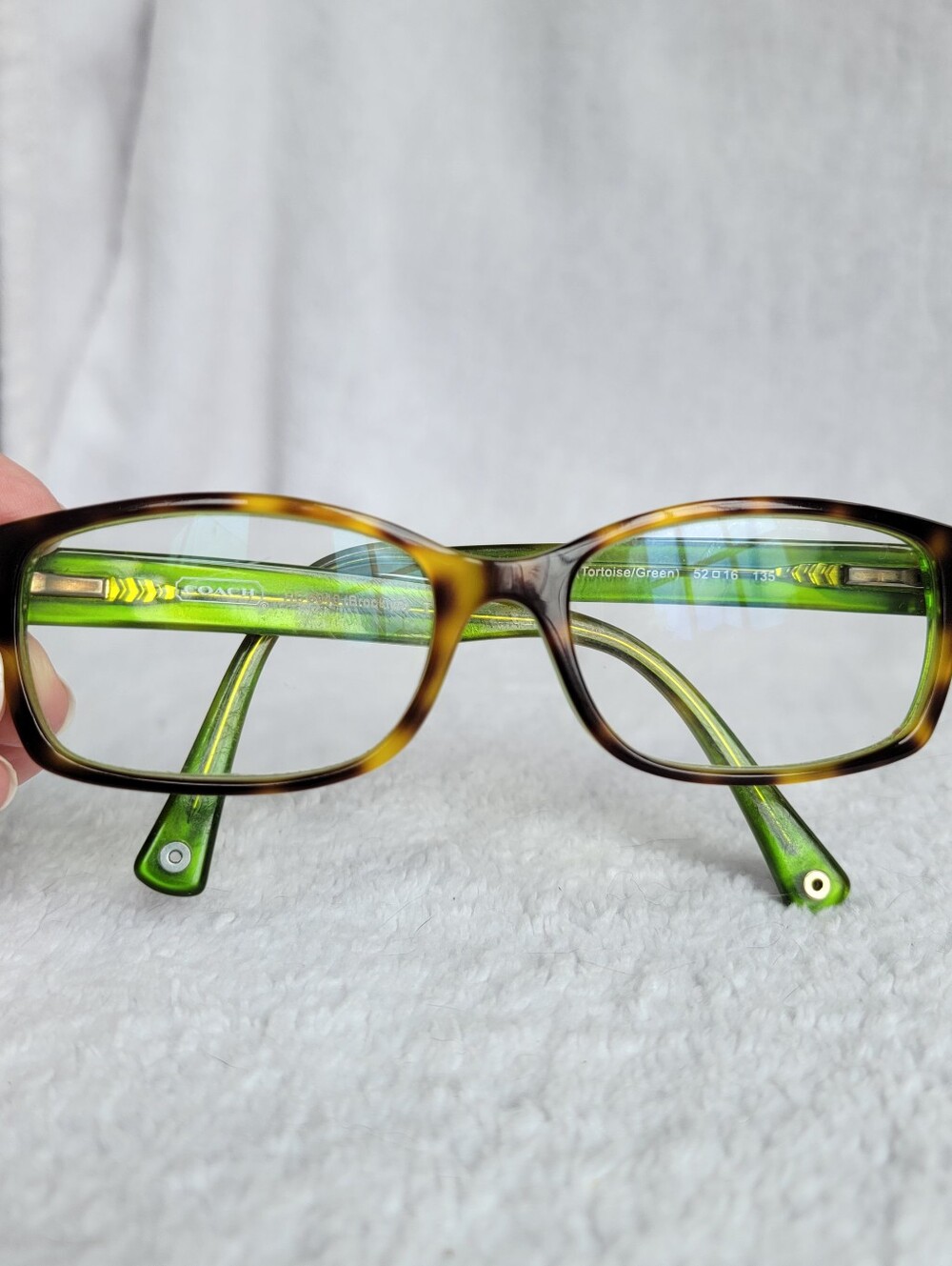Coach HC 6040 Brooklyn Women Rectangle Full Rim Plastic Tortoise/Green 52-16